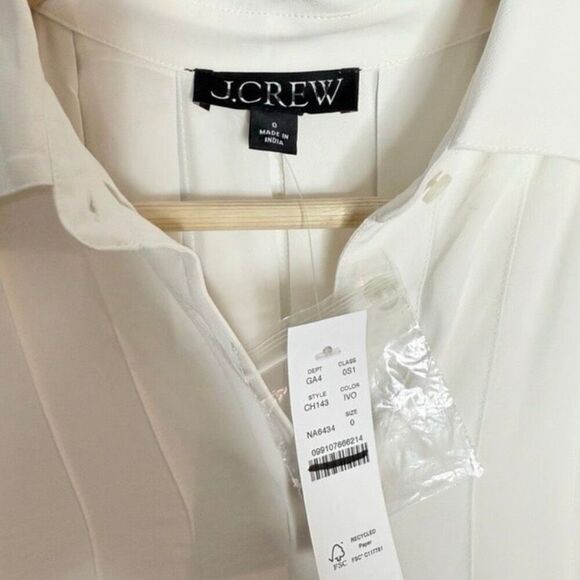 J. Crew Drapey pleated shirt-dress Ivory Size 0 NWT CH143 - Picture 5 of 9